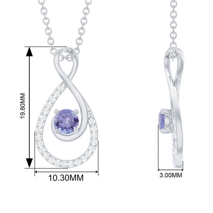 Tanzanite and Diamond Teardrop Pendant Necklace for Women, 14K Yellow Gold