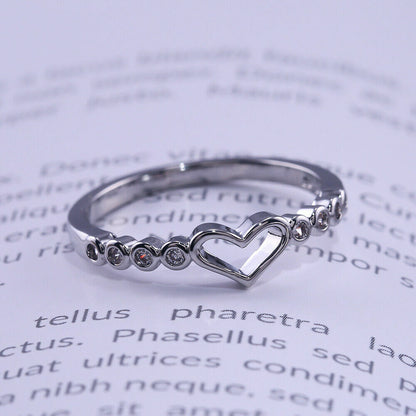 Romantic Heart 925 Silver Filled Ring Women Cubic Zircon Wedding Jewelry Sz 6-10