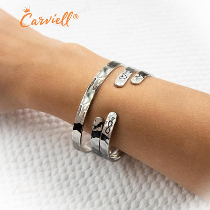 Engraved Cuff Bracelets for Women – Inspirational, Friendship, Love, Mom, Daughter, Sister, Christian, Graduation, Memorial & Wedding Gifts – 80+ Phrases – Stainless Steel, Gift-Ready