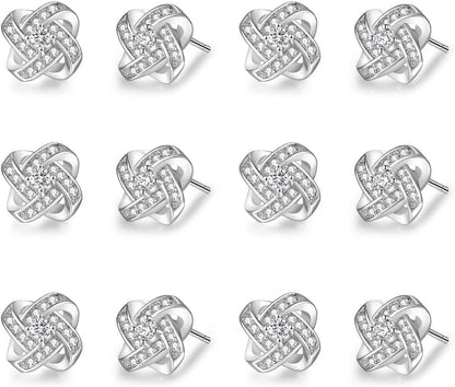 Bridesmaids Gift Set of 6 or 4 Stud Earrings Rose Gold Knot Bridesmaid Earring for Women I Couldn’T Tie a Knot without You Wedding Proposal Hypoallergenic Jewelry