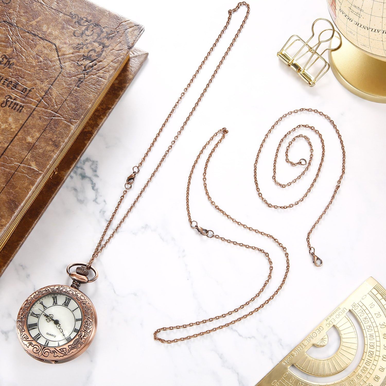 24 Pack Antique Red Copper Cable Chain Necklace Twisted Link Chain for Jewelry Making(18 Inch)