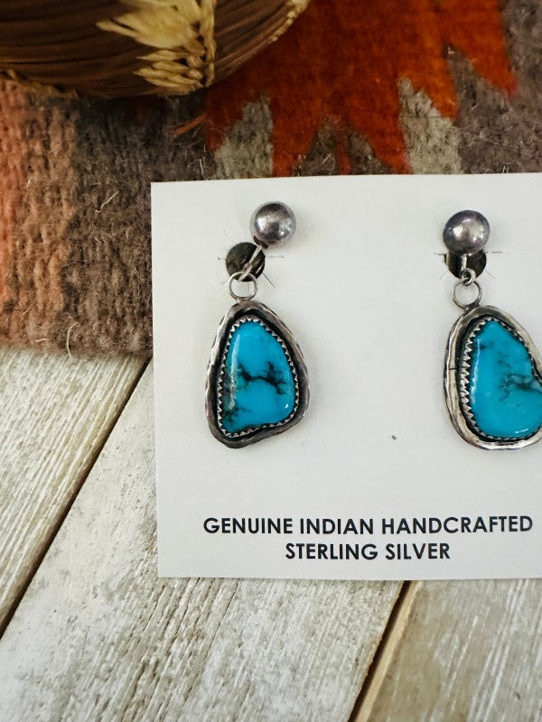 Navajo Sterling Silver & Turquoise Dangle Earrings
