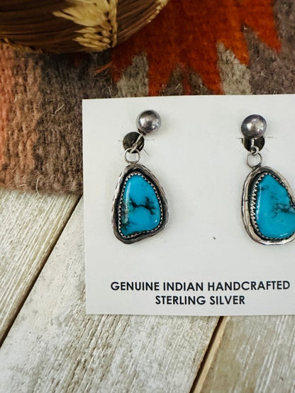 Navajo Sterling Silver & Turquoise Dangle Earrings
