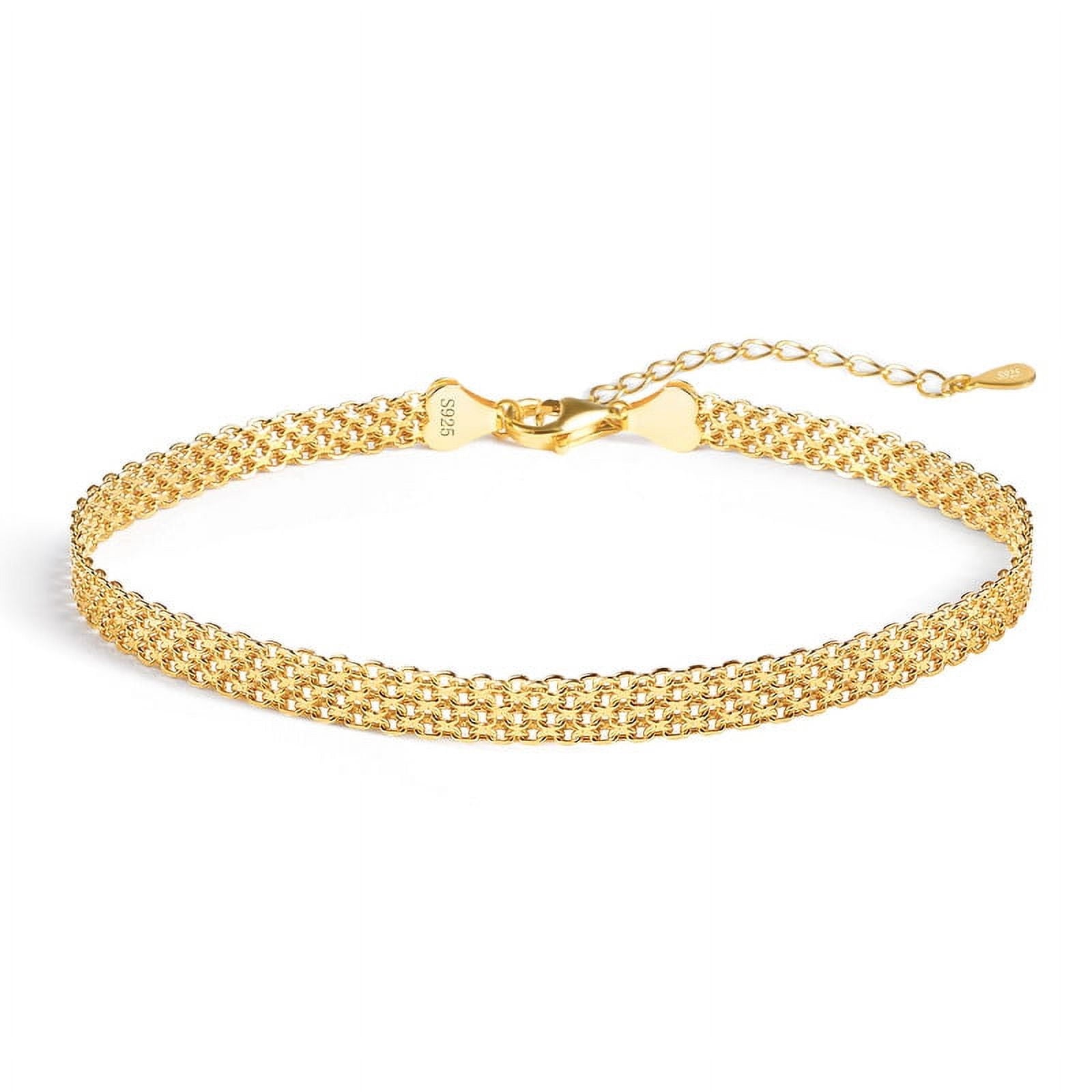 14K Gold Plated Chunky Chain Adjustable Bracelet for Women | Sterling Silver Lightweight Trendy Chain Bracelet | Jewelry Gift for Women