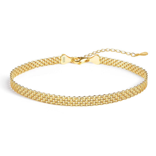 14K Gold Plated Chunky Chain Adjustable Bracelet for Women | Sterling Silver Lightweight Trendy Chain Bracelet | Jewelry Gift for Women