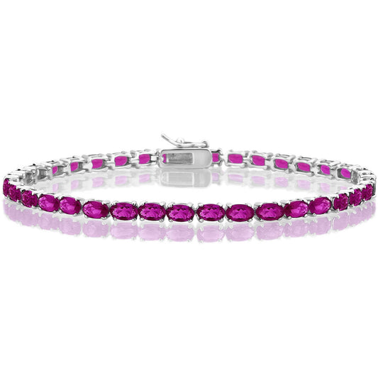 Created Ruby Gemstone Women'S Tennis Bracelet in Sterling Silver, 7.5"