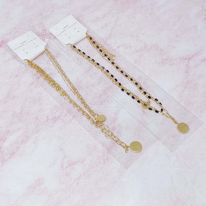 Disc & Beaded Chain Necklace Set of 3