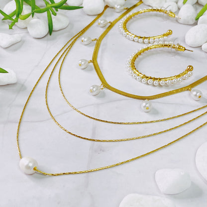 Precious Pearl Bead Hoop Earrings