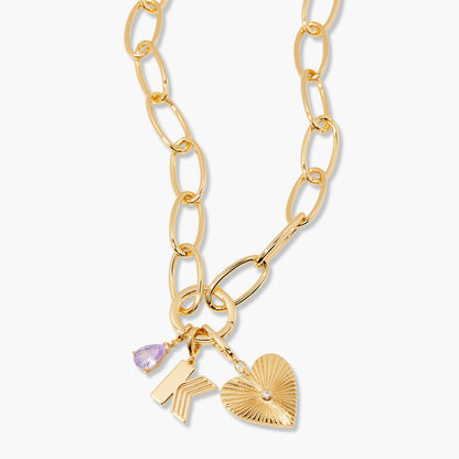 Cami Birthstone Initial Heart Charm Necklace