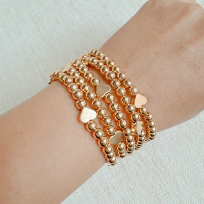 Beads and Hearts Stretch Bracelet Set of 5