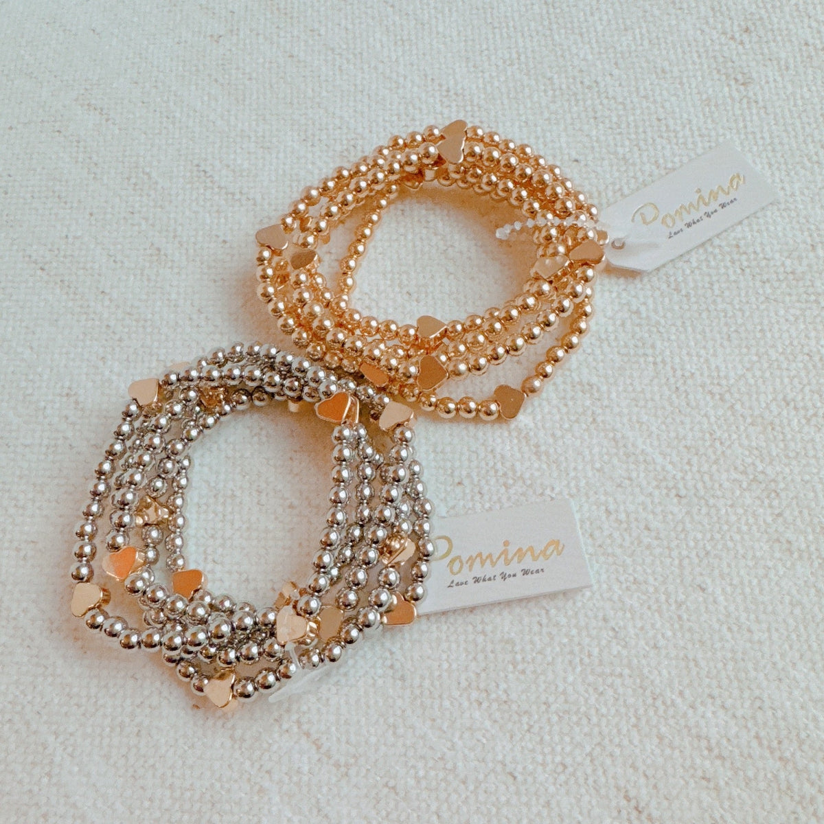 Beads and Hearts Stretch Bracelet Set of 5