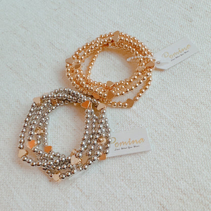 Beads and Hearts Stretch Bracelet Set of 5