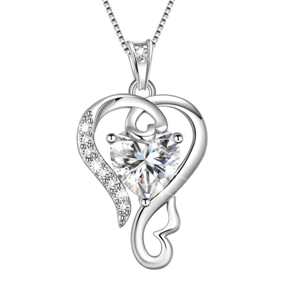 925 Sterling Silver Love Heart Necklace April Birthstone Pendant,Jewelry Birthday Christmas Valentine Mother'S Day Gifts for Women Mom