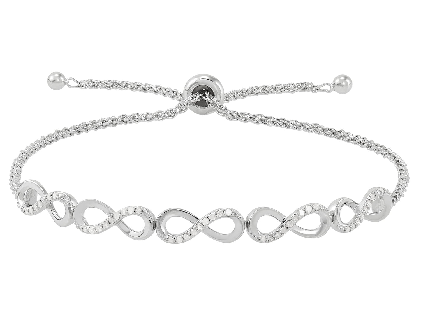 1/4 Carat Diamond Infinity Bolo Bracelet in Sterling Silver