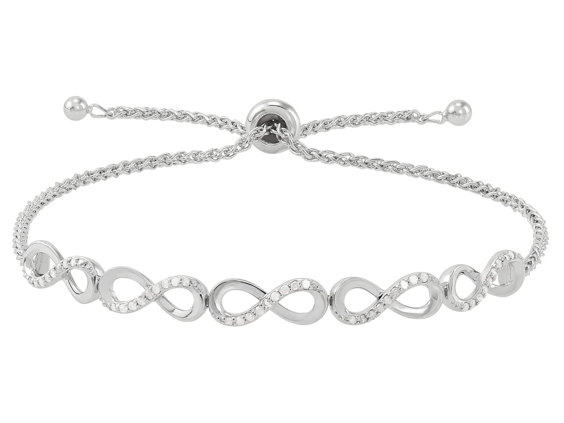 1/4 Carat Diamond Infinity Bolo Bracelet in Sterling Silver