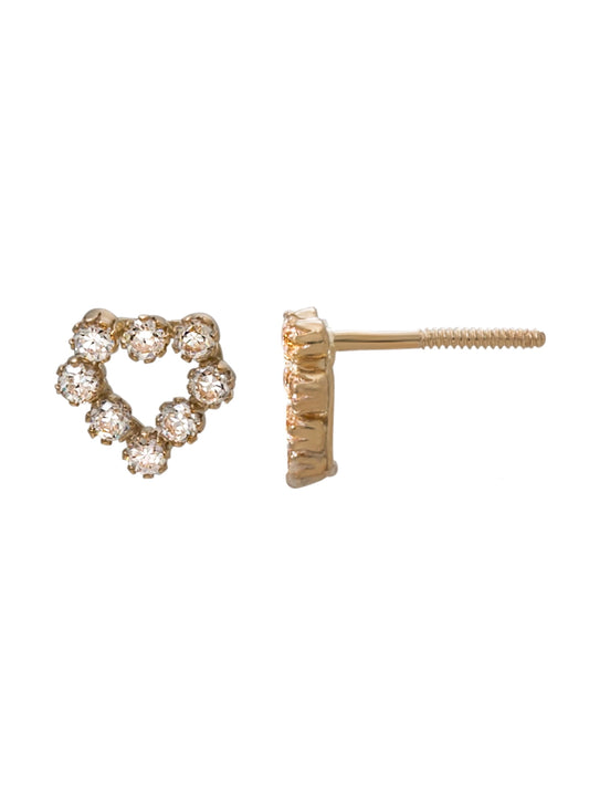 Girls' 14K Yellow Gold Cubic Zirconia Heart Cluster Stud Earrings