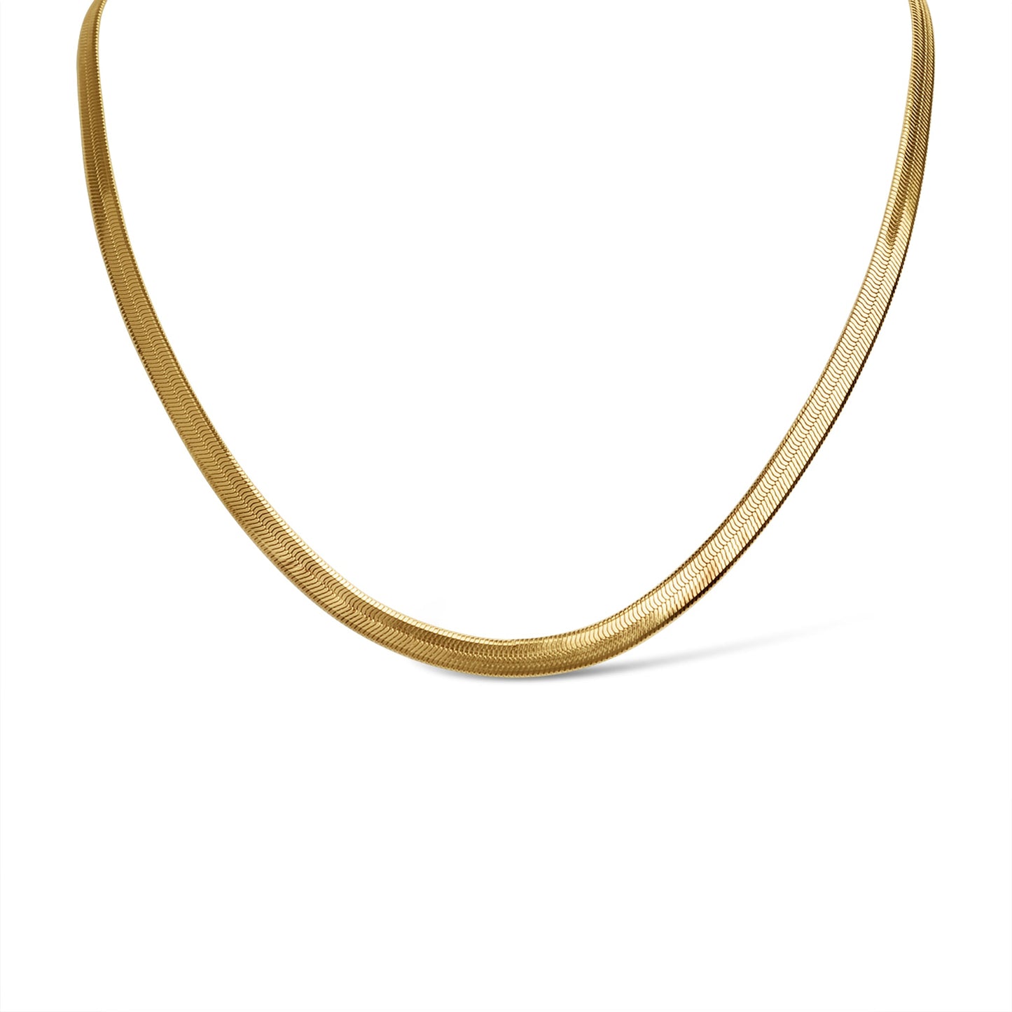 18K Gold PVD Stainless Steel Herringbone Chain Necklace / CHN9771