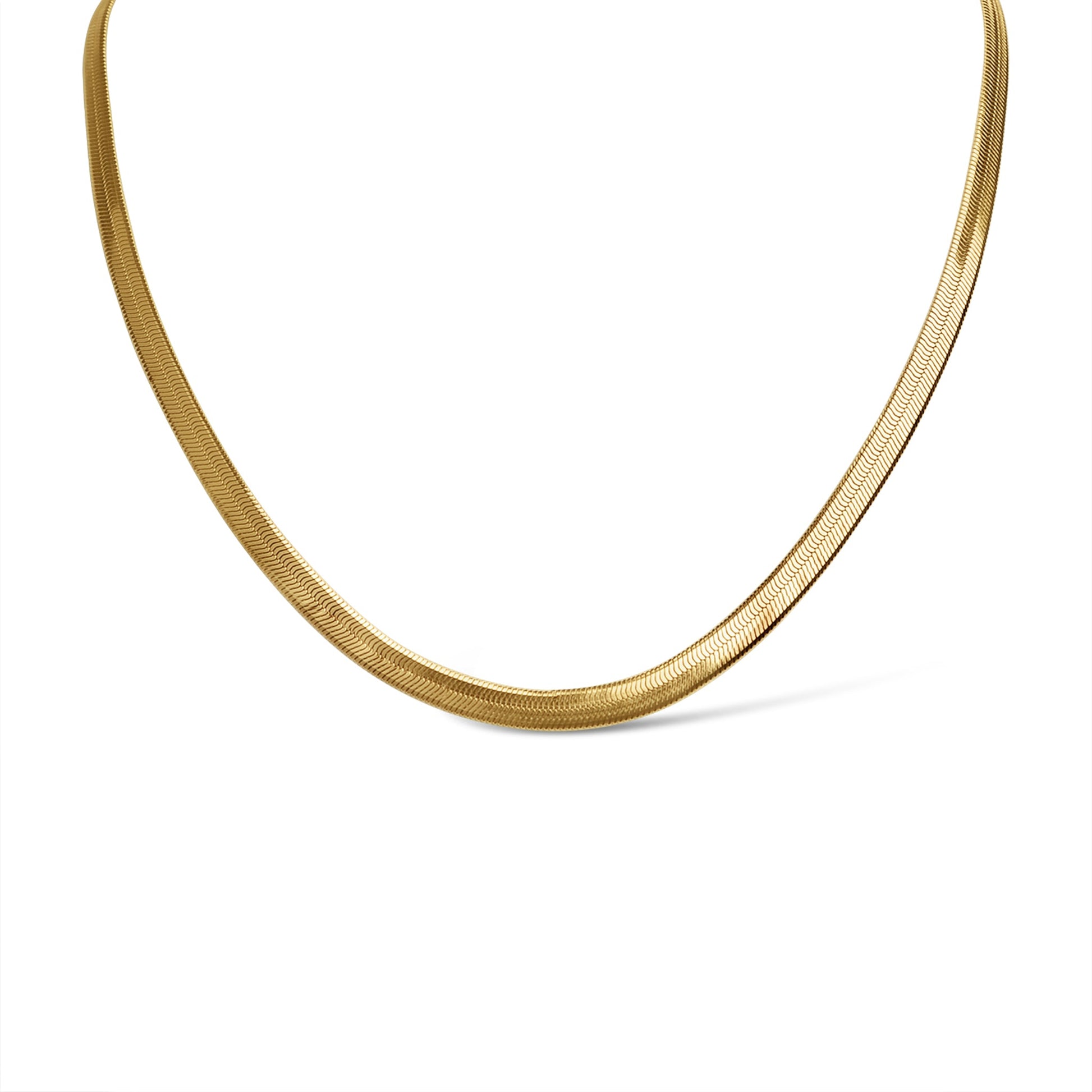 18K Gold PVD Stainless Steel Herringbone Chain Necklace / CHN9771
