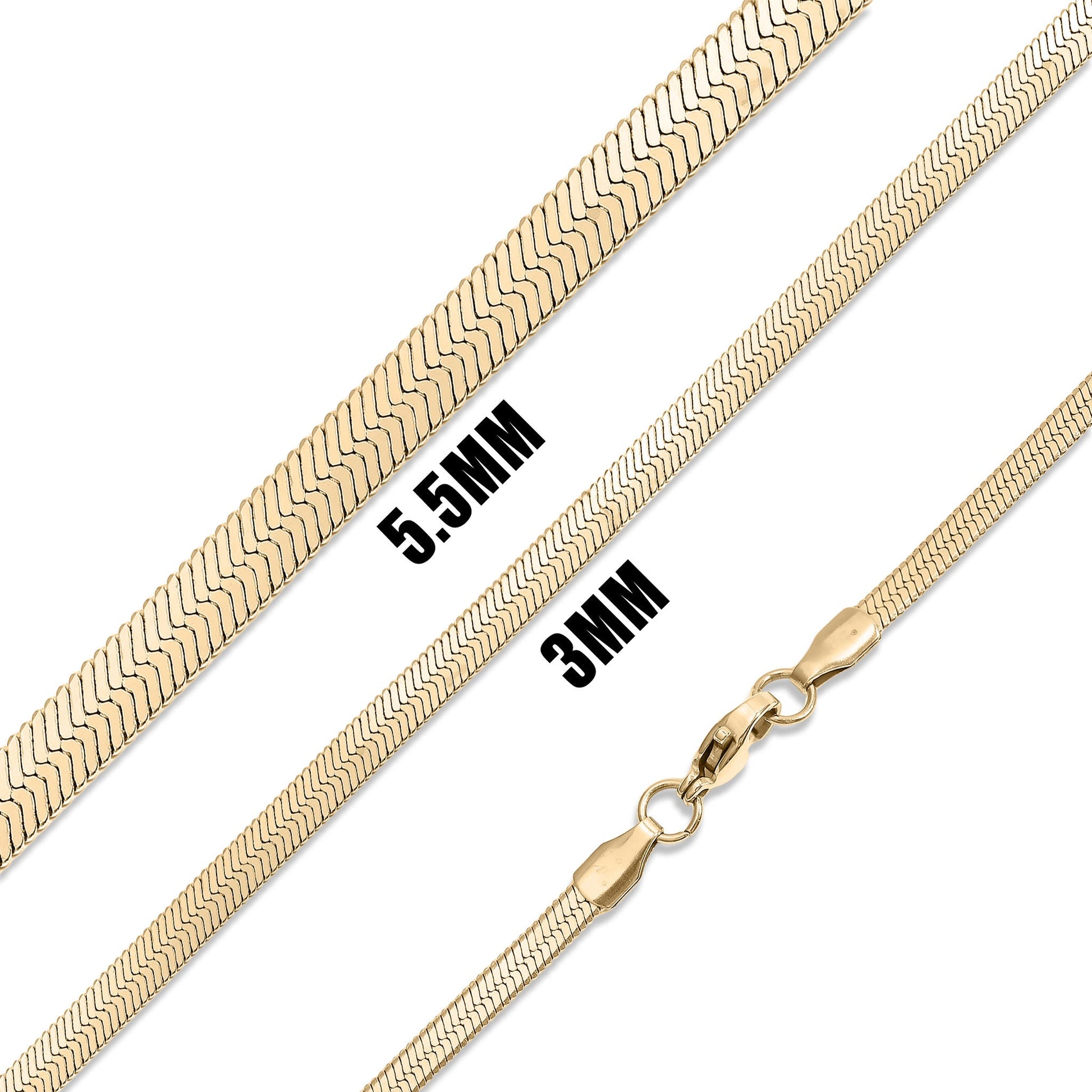 18K Gold PVD Stainless Steel Herringbone Chain Necklace / CHN9771