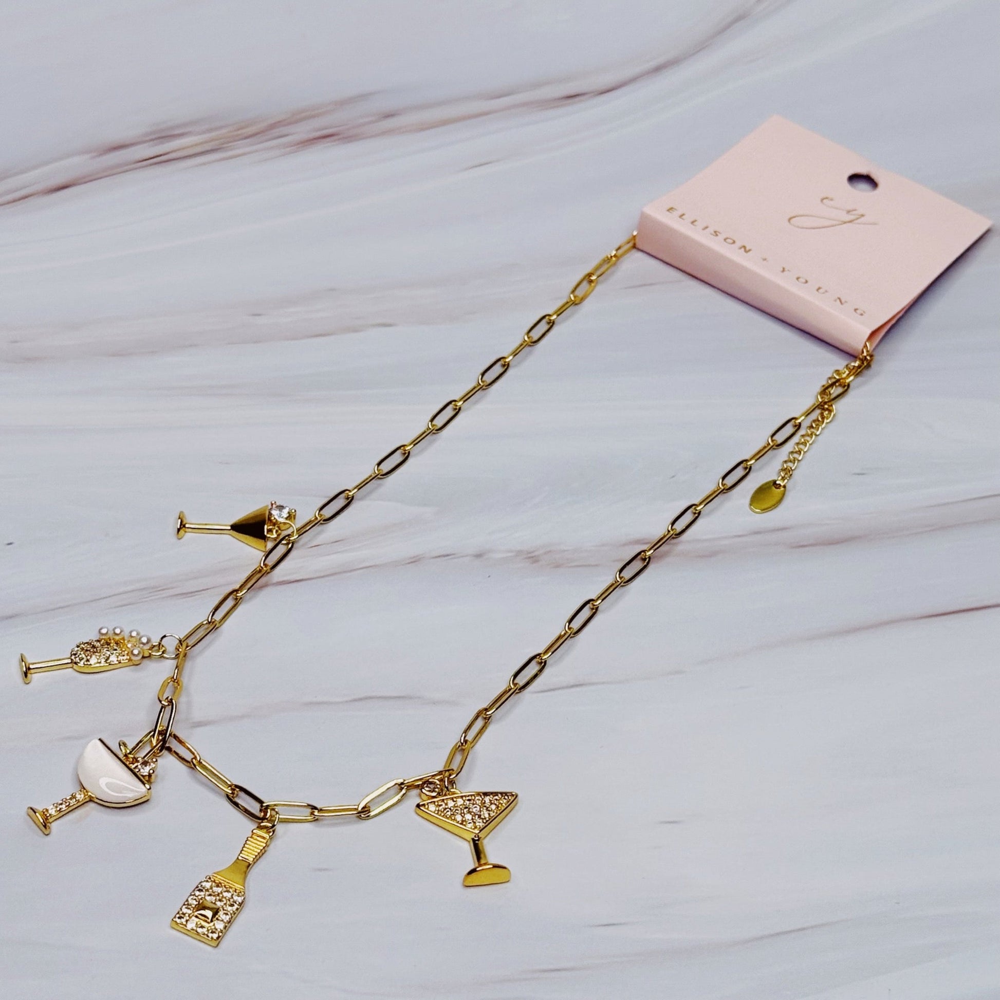 Cheers to Happiness Multi Charm Necklace