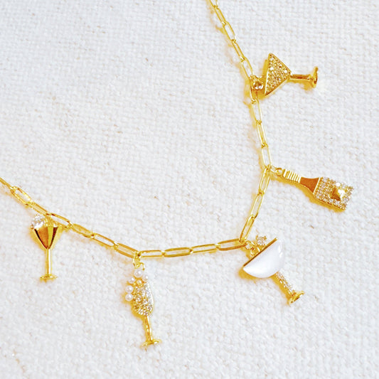 Cheers to Happiness Multi Charm Necklace