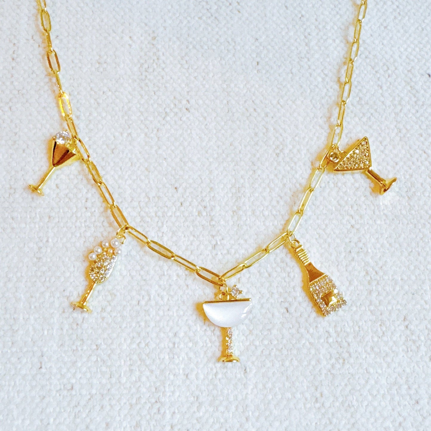 Cheers to Happiness Multi Charm Necklace
