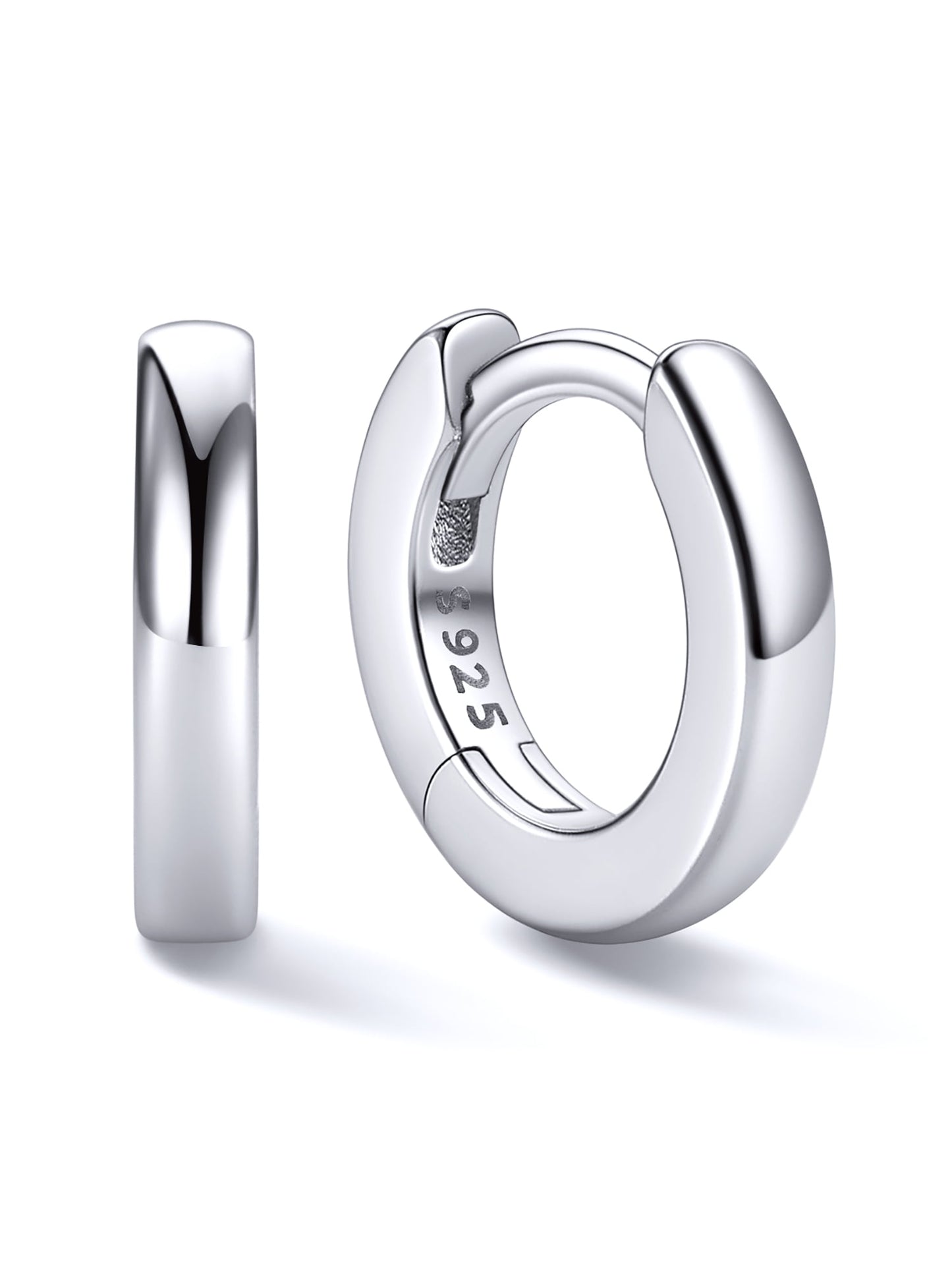 Silver Hoop Earrings for Women 925 Sterling Silver Small Hoops Polished 6MM Birthday Jewelry Gift for Her