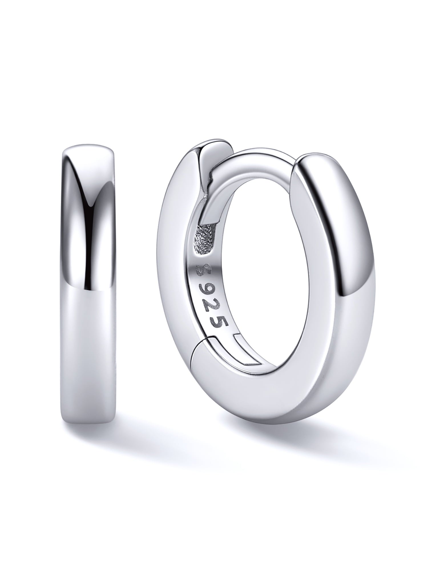 Silver Hoop Earrings for Women 925 Sterling Silver Small Hoops Polished 6MM Birthday Jewelry Gift for Her