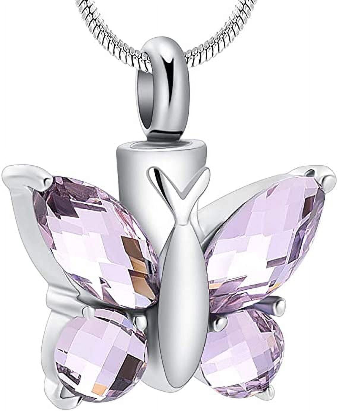 Cremation Jewelry Butterfly Urn Necklace for Ashes for Women Men Keepsake Memorial Human Pet Ashes Locket Pendant