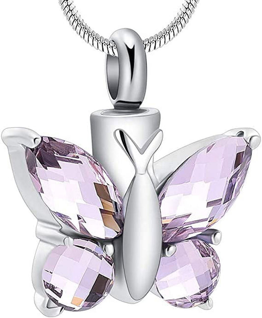 Cremation Jewelry Butterfly Urn Necklace for Ashes for Women Men Keepsake Memorial Human Pet Ashes Locket Pendant