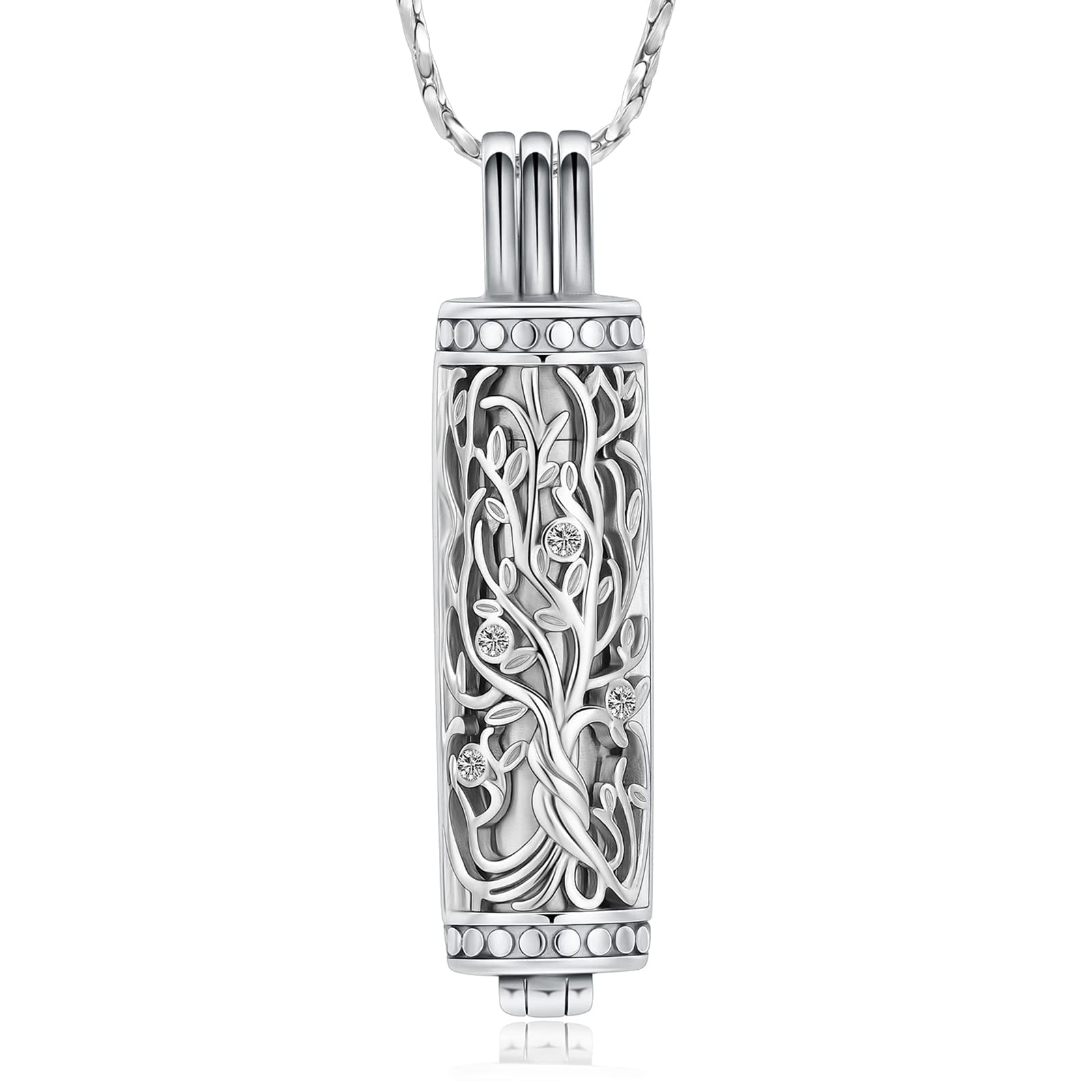 Cylinder Cremation Jewelry Tree of Life Urn Ashes Necklace for Women Men Vial Cremation Ash Pendant Loved One Memorial Jewelry