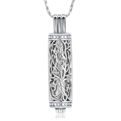 Cylinder Cremation Jewelry Tree of Life Urn Ashes Necklace for Women Men Vial Cremation Ash Pendant Loved One Memorial Jewelry