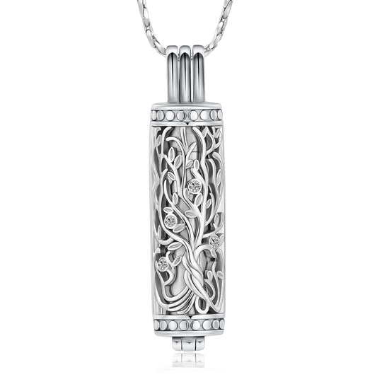 Cylinder Cremation Jewelry Tree of Life Urn Ashes Necklace for Women Men Vial Cremation Ash Pendant Loved One Memorial Jewelry