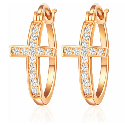 Cross Hoop Earrings for Women Cubic Zirconia
