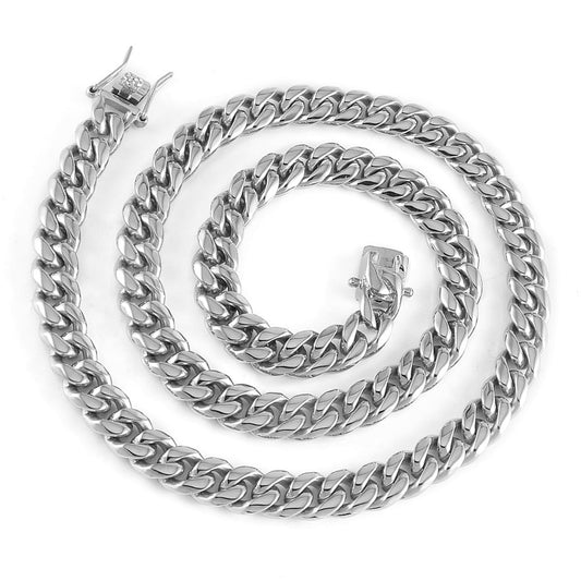 Cuban Link Chain Necklace Gold Stainless Steel Hip Hop Men Women