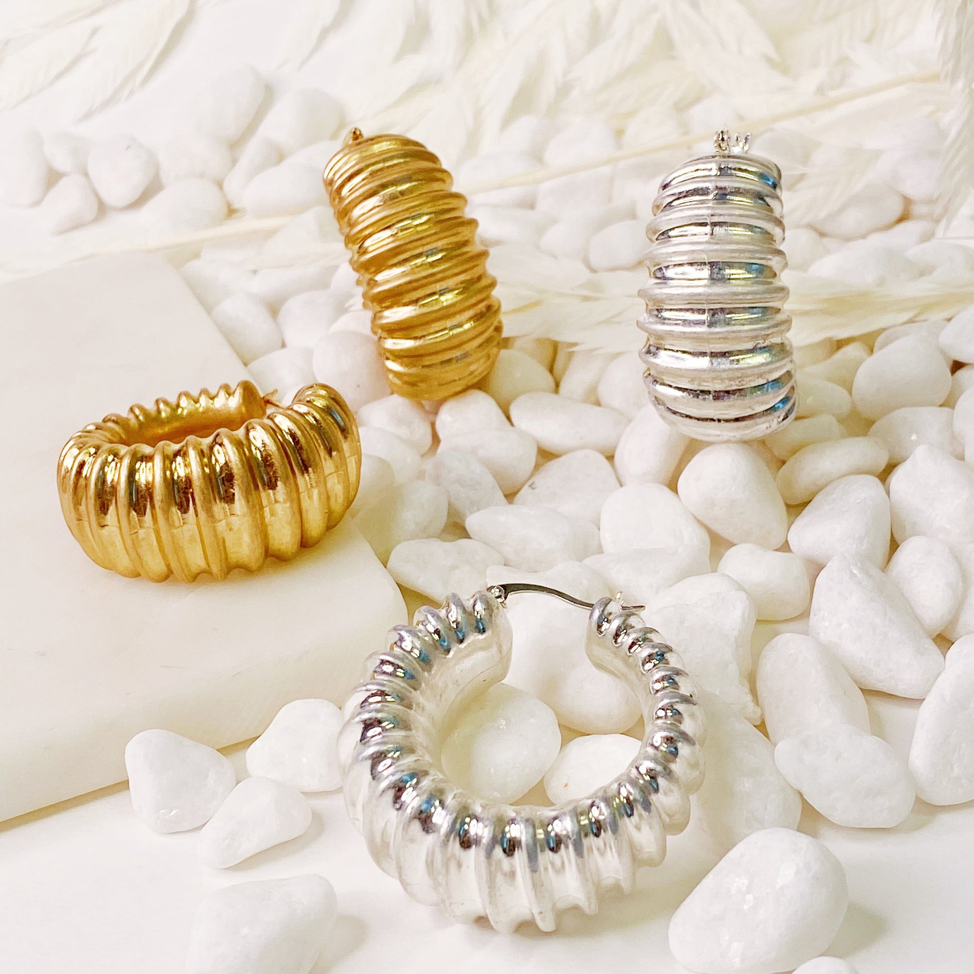 Bold in Pleats Hoop Earrings