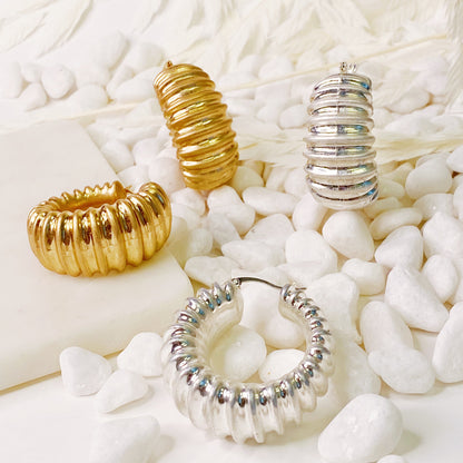 Bold in Pleats Hoop Earrings
