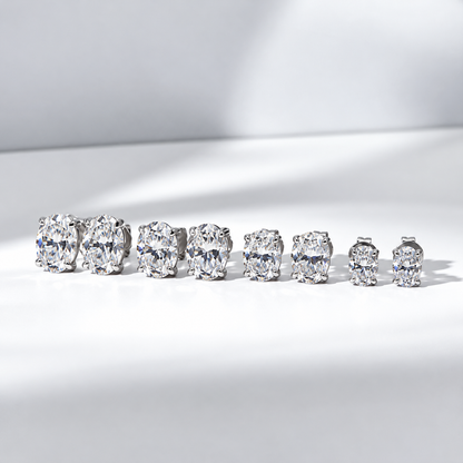 Unisex Sterling Silver Moissanite Stud Earrings– 0.5Ct, 4x6mm