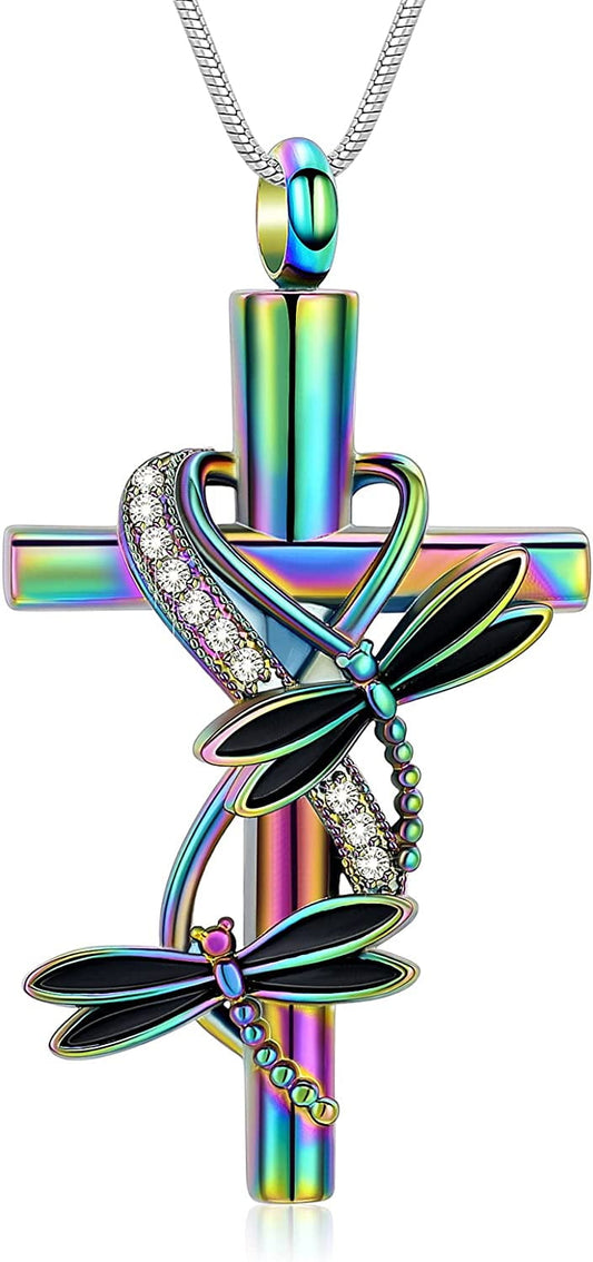 Dragonfly Urn Necklace for Ashes for Men Women Cremation Jewelry Ashes Necklace Pendent for Human Pet Stainless Steel Keepsake Memorial Urn Lockets