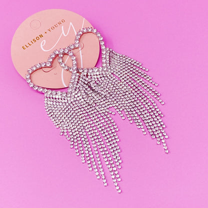 Fringed Shine Heart Earrings