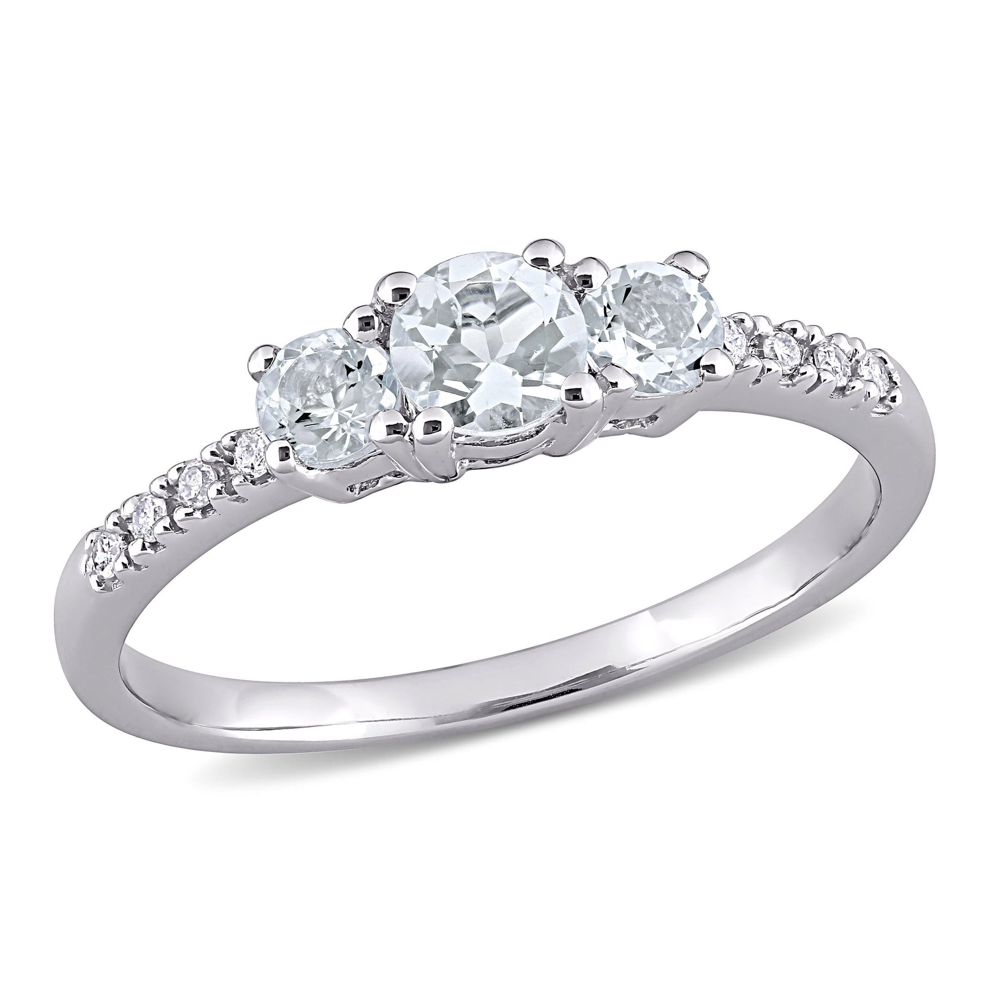 Women'S Aquamarine 10K White Gold Engagement Ring