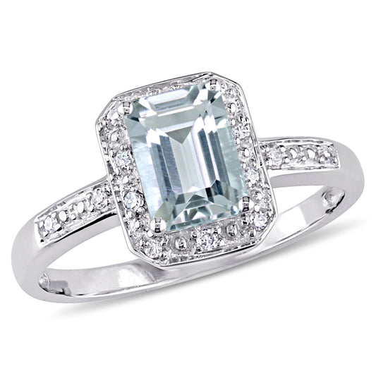Women'S Aquamarine 10K White Gold Ring