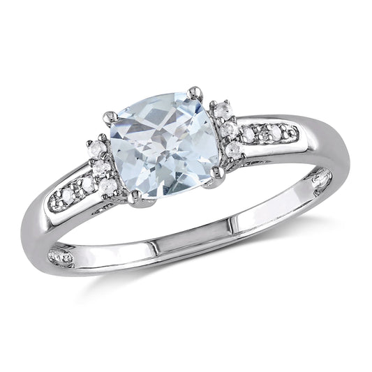 Women'S Aquamarine Sterling Silver Engagement Ring