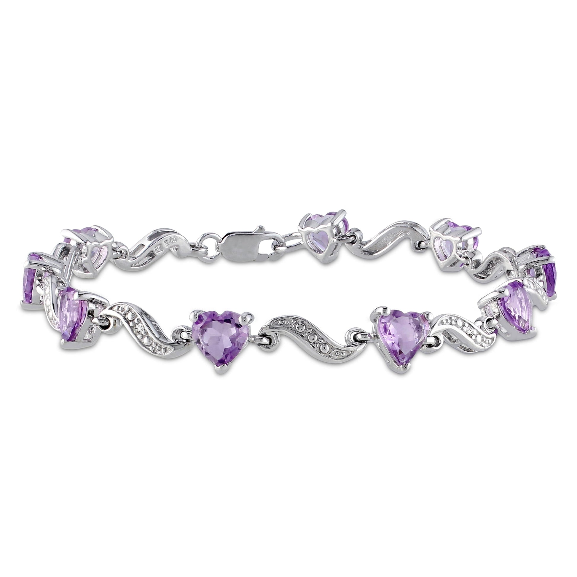 Women'S Amethyst Sterling Silver Tennis Bracelet
