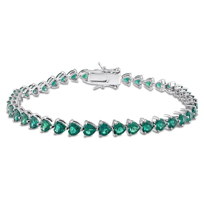 Women'S Created Emerald Sterling Silver Tennis Bracelet