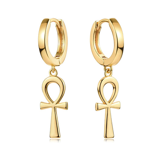 14K Gold Plated Dainty Star Cross Huggie Hoop Pendant Earrings Jewelry Gift for Women