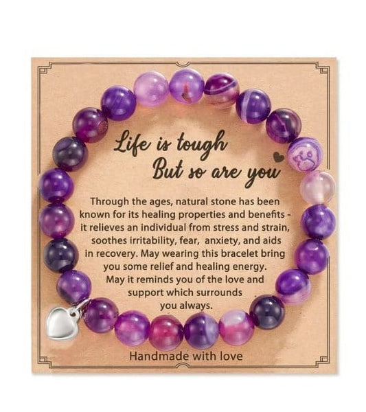 Amethyst Stretch Bracelet, Purple, Healing Bracelet, 7 Inches, 8 Mm