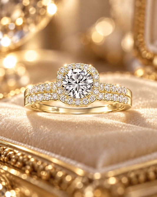 Women’s 925 Sterling Silver CZ Bridal Ring Set– Gold, Rhodium Plated, Size 4