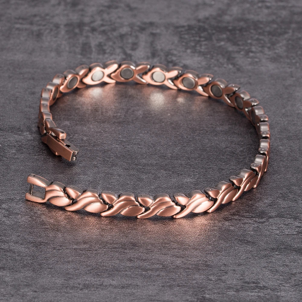 Magnetic Pure Copper Bracelets for Women 6.5Mm Vintage Chain Health Energy Magnet Arthritis Pain Relief Women Jewelry