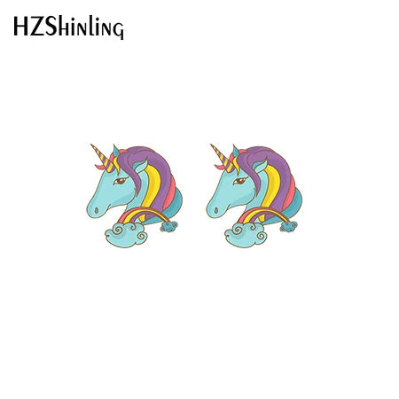 2019 New Cute Unicorn Acrylic Earring Baby Unicorn Resin Earring Epoxy Art Stud Earrings Gifts Girl Boy